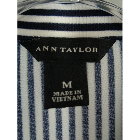 Ann Taylor Stripe Tab Roll Sleeve Button Shirt Size Medium - Picture 8 of 8